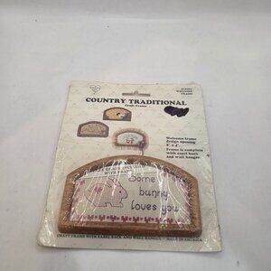 Country Traditional Craft Wood Frame Cross Stitch Kit Some Bunny Loves You 2x4